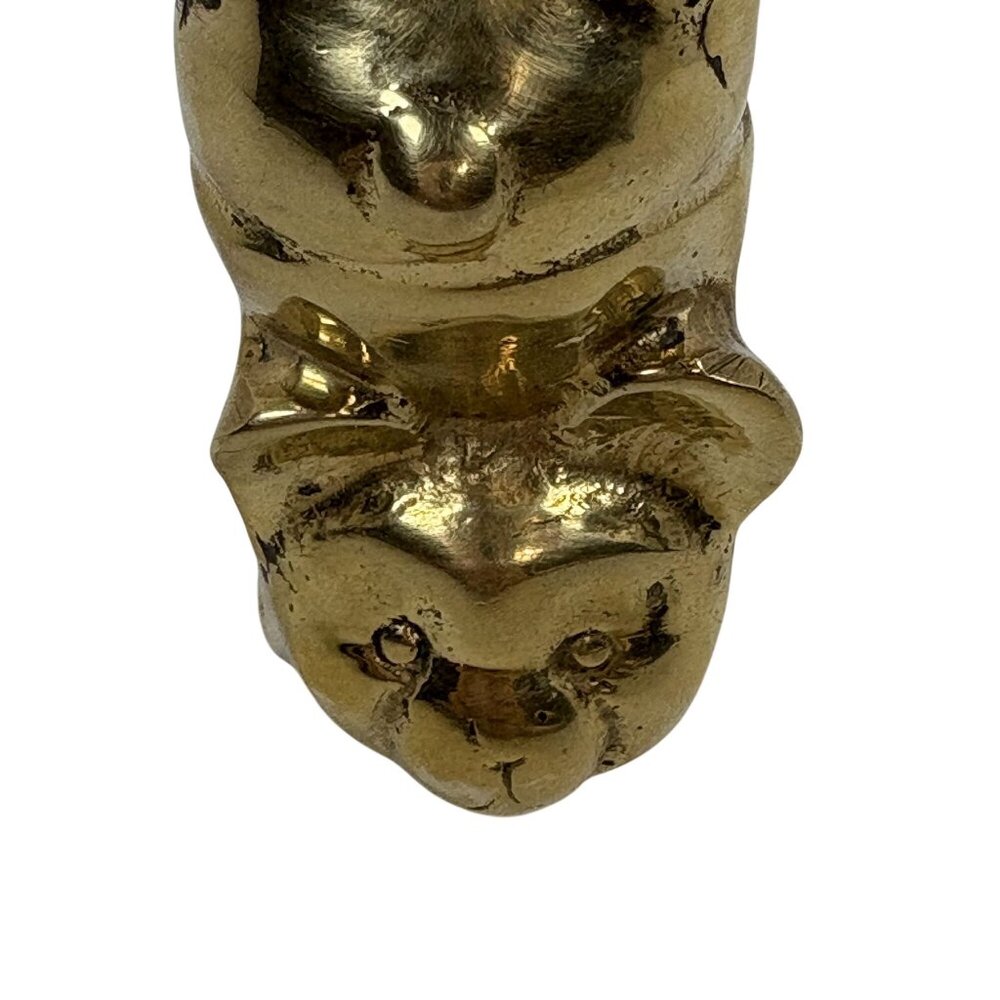 Solid Brass Bear Figurine Handstand Pose Vintage Decor 3.25" Tall Nursery Gift - Picture 4 of 6